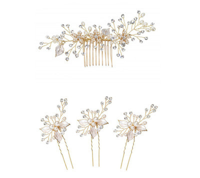 4 piece Handmade Fashion Bridal Wedding Hair Pins - Click Image to Close